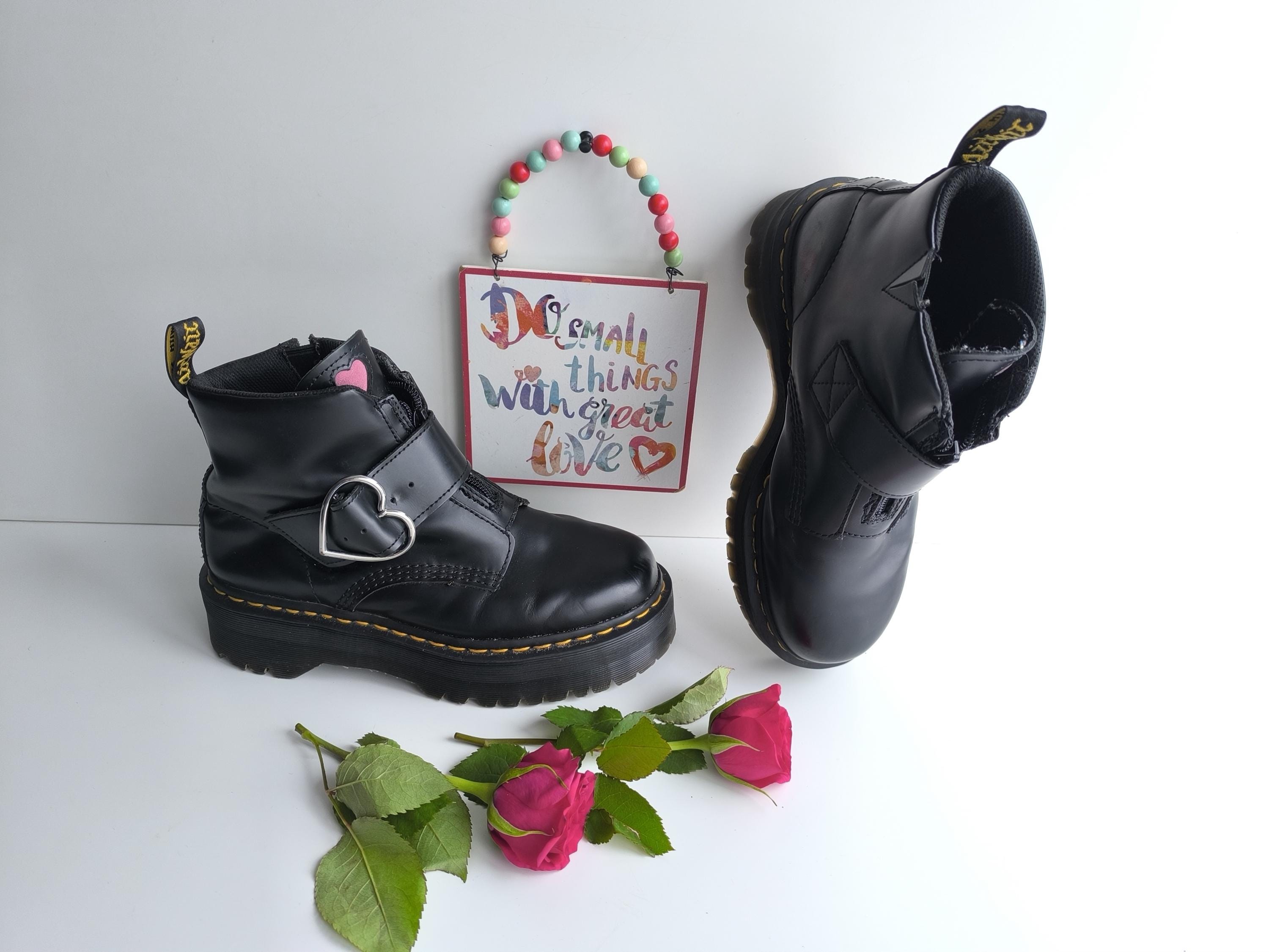 Dr. Martens X Lazy Oaf Devon Boots: Heart Buckle, UK6 EU39 US8 - Etsy
