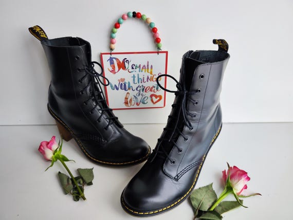 Dr Martens Sadie Darcie Black High Heel Court Zip Boots UK7 EU41