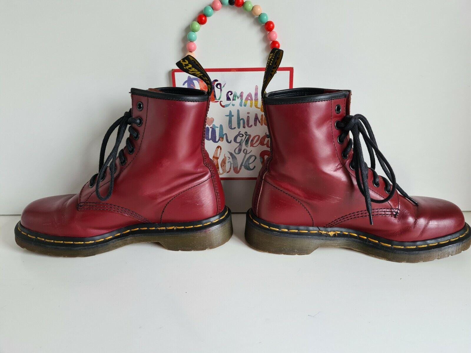 Dr Martens 1460 8 Hole Red Cherry Red Oxblood Ankle Boots UK