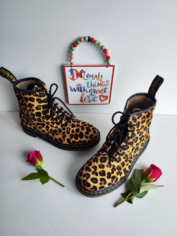 Dr Martens 1460 8 Hole Pascal Panther Leopard Hair on Boots