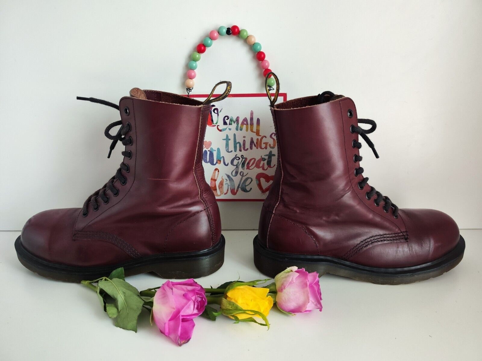 Dr Martens 10 Eye 1490 Boots England Vintage Red Oxblood Dr Martens 10 Eye 1490 Boots England Vintage Red Oxblood