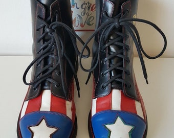 Dr Doc Martens American Usa Flag Stars Congress Vintage England Uk