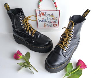 Dr Martens Jadon Jagger Strap Black Quad Platform Sole Boots UK6.5
