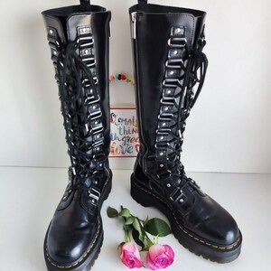 Dr Martens Britain XL Zip 20 Eye Black Knee High Tall Boots UK6.5 EU40 US8.5 Etsy