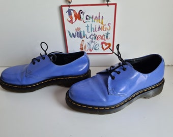 Dr Martens 1461 Blue Patent Oxford Leather 3 Eye Ankle Shoes