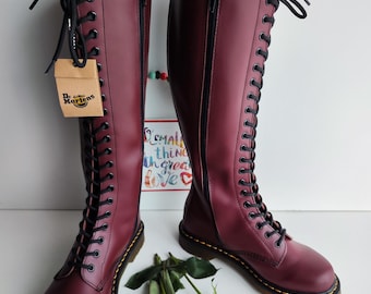 Rare Dr Martens Britain Black 20 Eye 1b60 Platform Tall Knee Rare Dr Martens Britain Black 20 Eye 1b60 Platform Tall Knee