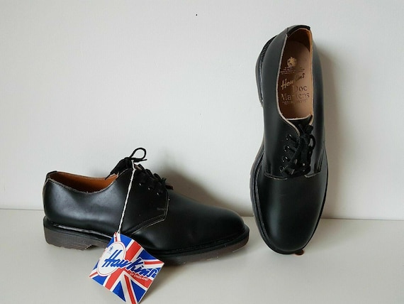 【新品】dr.martens hawkins UK7.5 イングランド製 New Men's Doc Martens Hawkins Astronauts Black Shoes Derby England