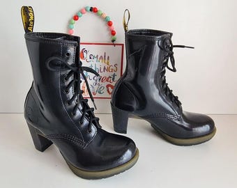 Dr Martens Darcie Diva Court Black Patent Leather Boots UK5 EU38