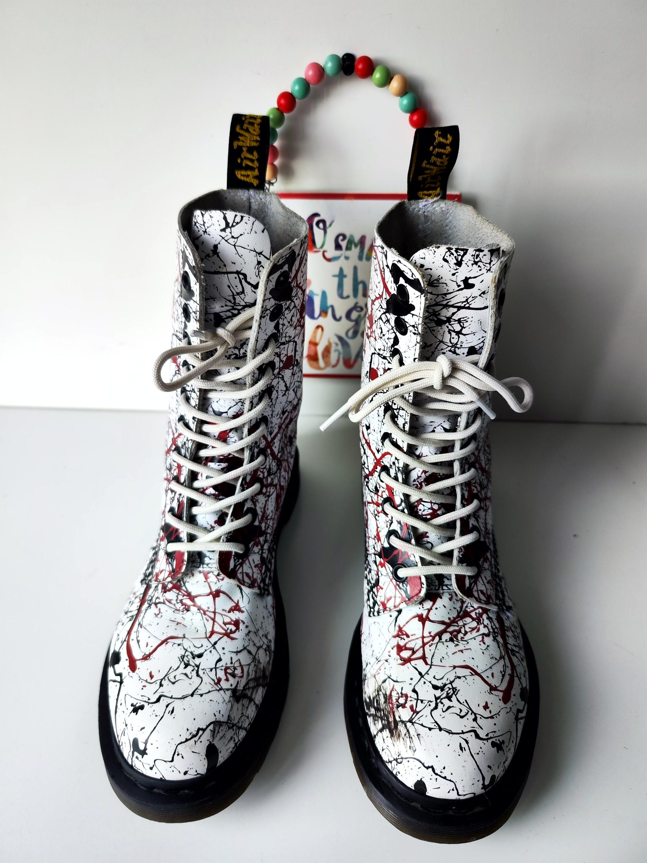 Dr. Martens 1490 Ankle Boots, Paint Splatter Design (UK 6 / US 8 