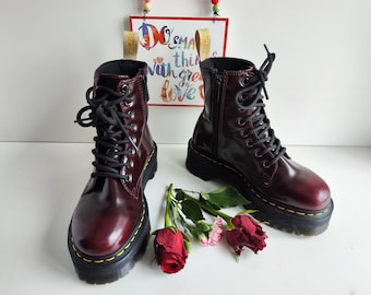 Dr Doc Martens Jadon Hi Stud Buckle Strap Platform Quad Boots UK4