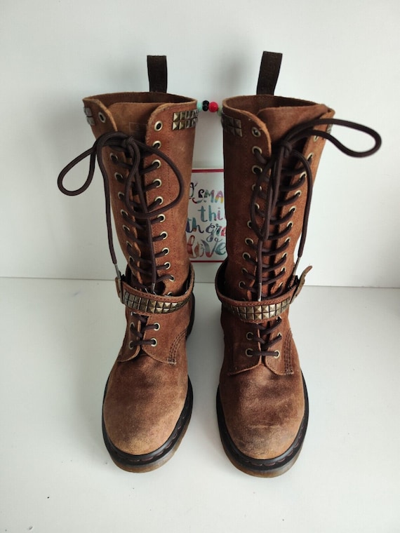 ドクターマーチン JANICE ブーツ Dr Martens Janice 14 Hole Mid Calf 1914 Suede Brown Boots UK6 EU39