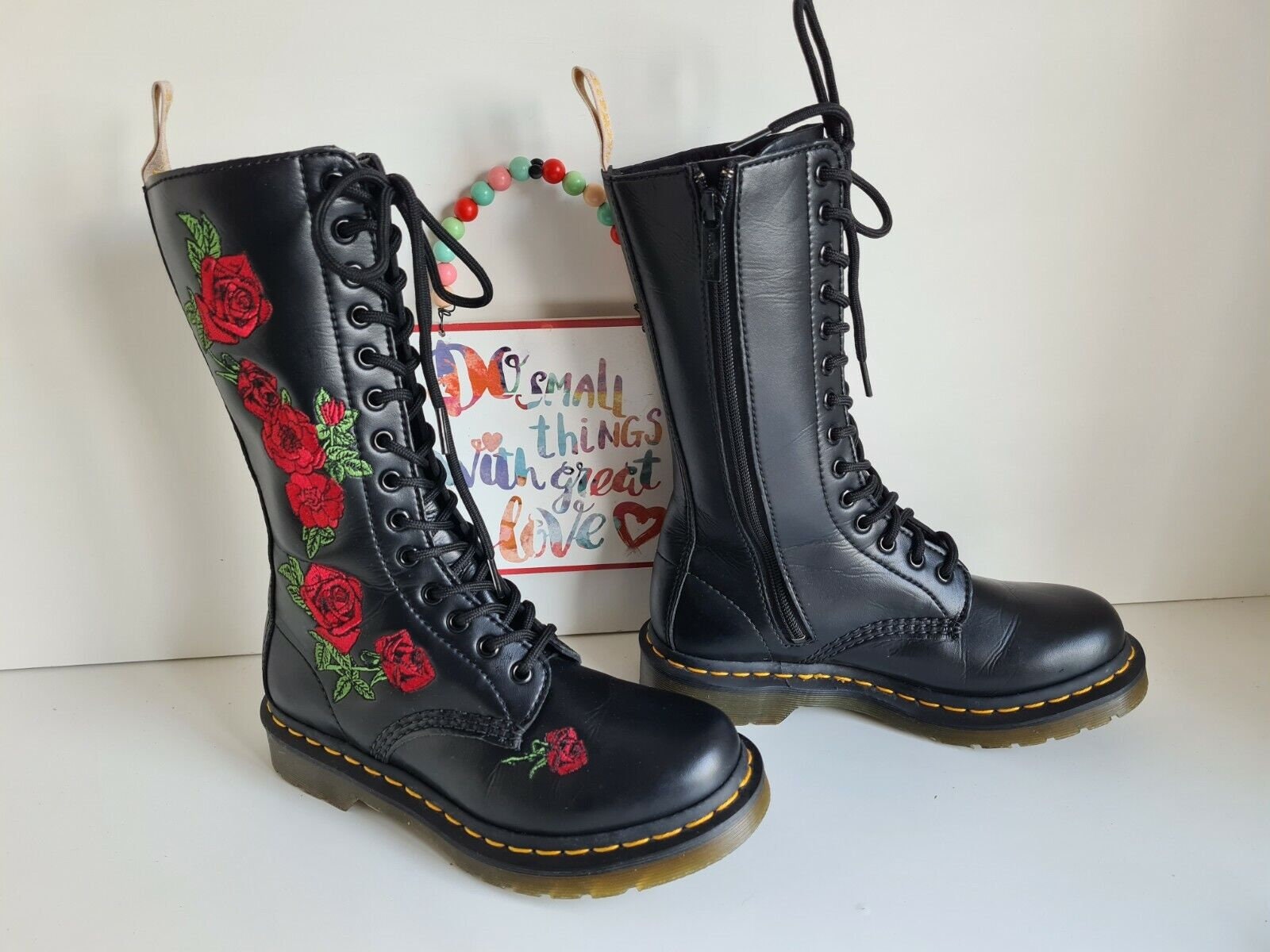 Dr Martens 14 Hole 1b99 Zip Vegan Floral Boots Vonda Roses UK 4 EU