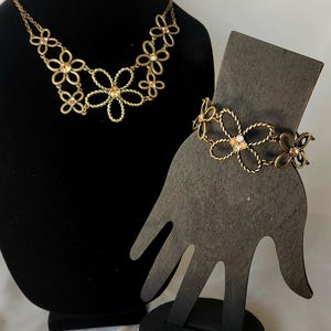 Vintage NR Boho Flower Bronze Bib Necklace