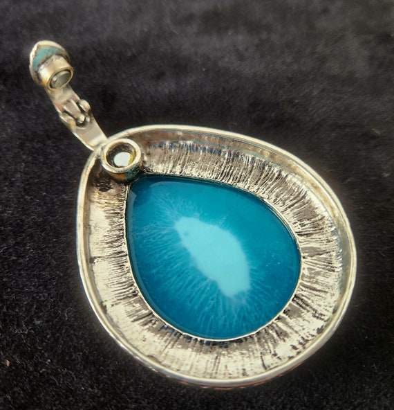 Vintage RMN Turquoise Teardrop Pendant - image 8