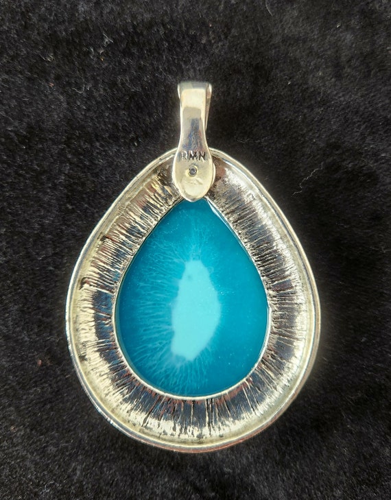 Vintage RMN Turquoise Teardrop Pendant - image 7