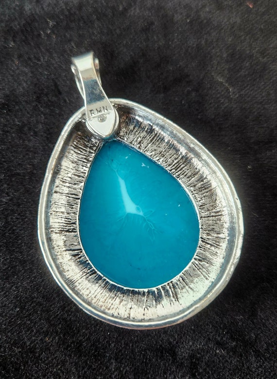 Vintage RMN Turquoise Teardrop Pendant - image 5