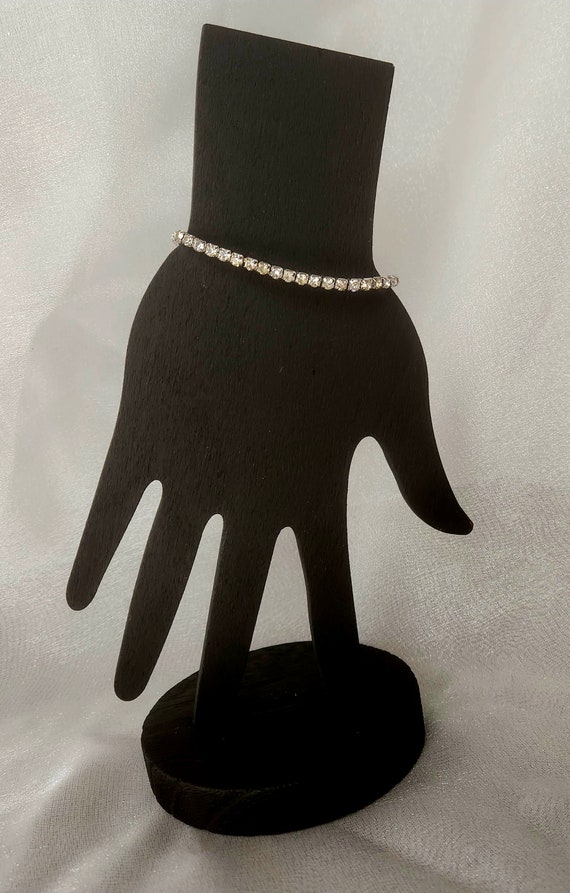 Vintage Clear Rhinestone Stretch Bracelet - image 2