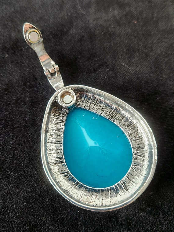 Vintage RMN Turquoise Teardrop Pendant - image 6