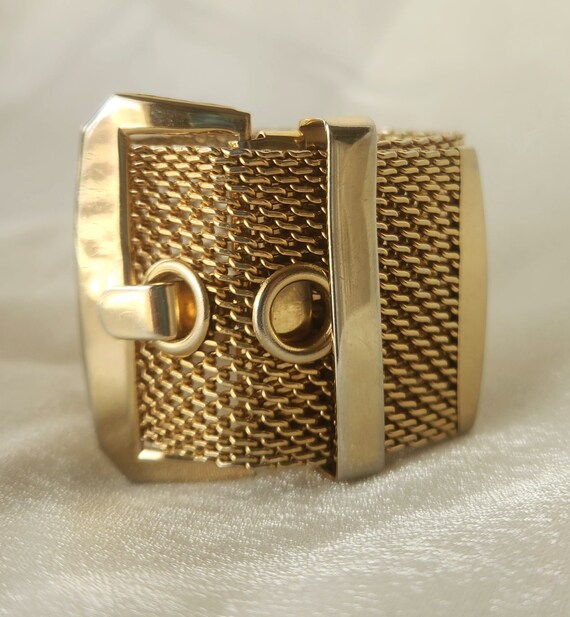 Vintage Mid Century Modern Gold Mesh Bracelet