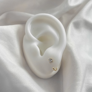 Gold ear huggers Cubic Zirconia studs 14k Gold Sterling Silver Earrings Tragus Earrings CZ ear jackets Conch earrings Daith stud Cartilage