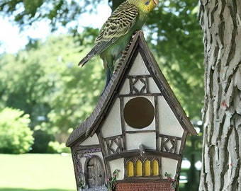 Casetta per uccelli da esterno a 1 foro / Perfetta per fringuelli e cardinali azzurri / Casetta per uccelli sospesa per decorazioni da esterno / Casetta per uccelli per delizie in giardino