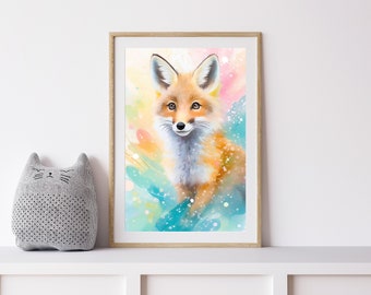 Mural poster / animal picture: fox / children's room decoration