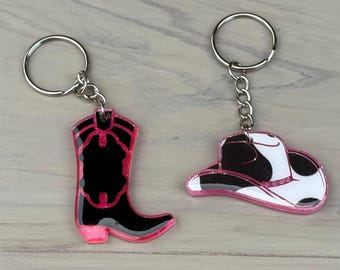 Cowboy Boot or Hat Keychain: Country Western Charm