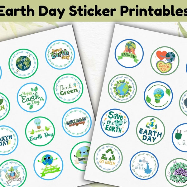 Earth Day Stickers, Printable Earth Day Stickers, Planet Sticker, Earth Day Activities, Earth Day 2024, Printable Sticker for Kids, Digital