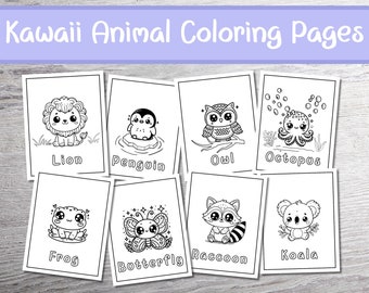 Coloriages d'animaux kawaii, Coloriages d'animaux à imprimer, Activité éducative pour les enfants, Coloriages pour enfants, Mignon