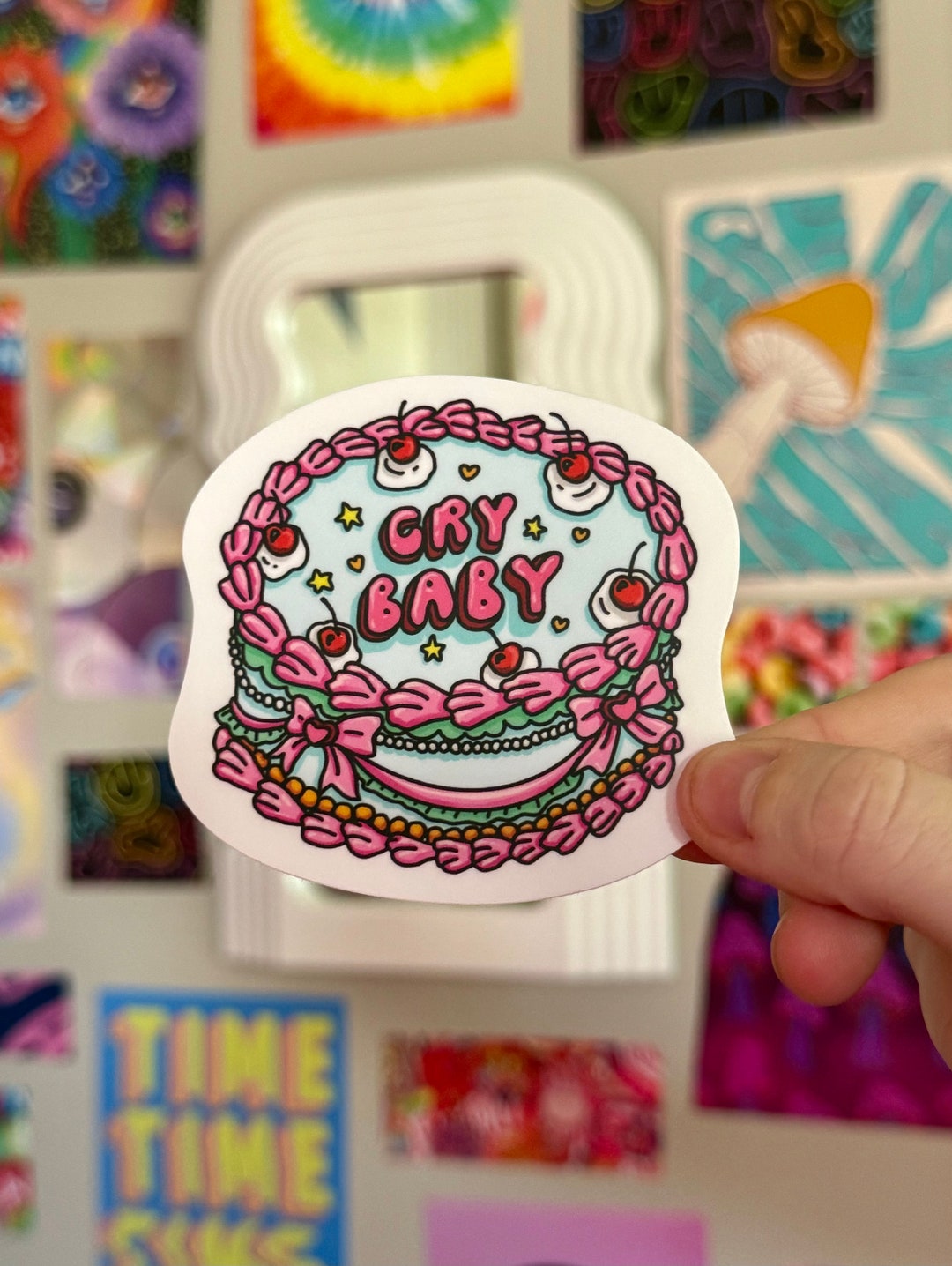 Cry Baby Cake Sticker: Mental Health Awareness, Waterproof Vinyl - Etsy