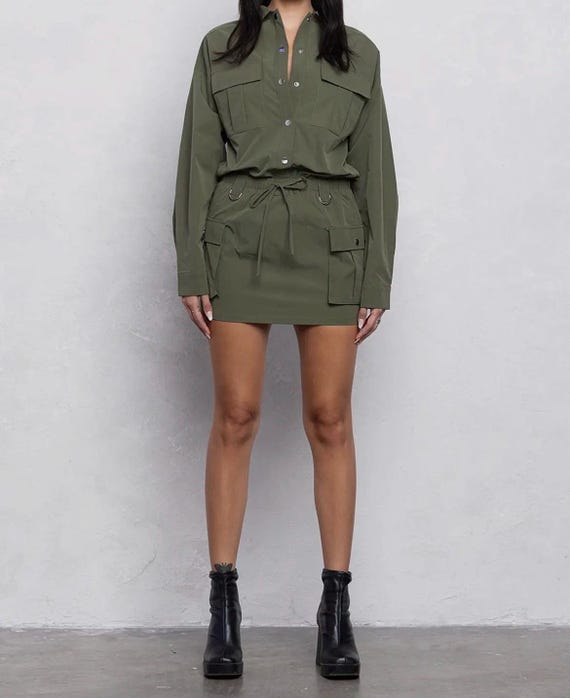 Olive Cargo mini dress