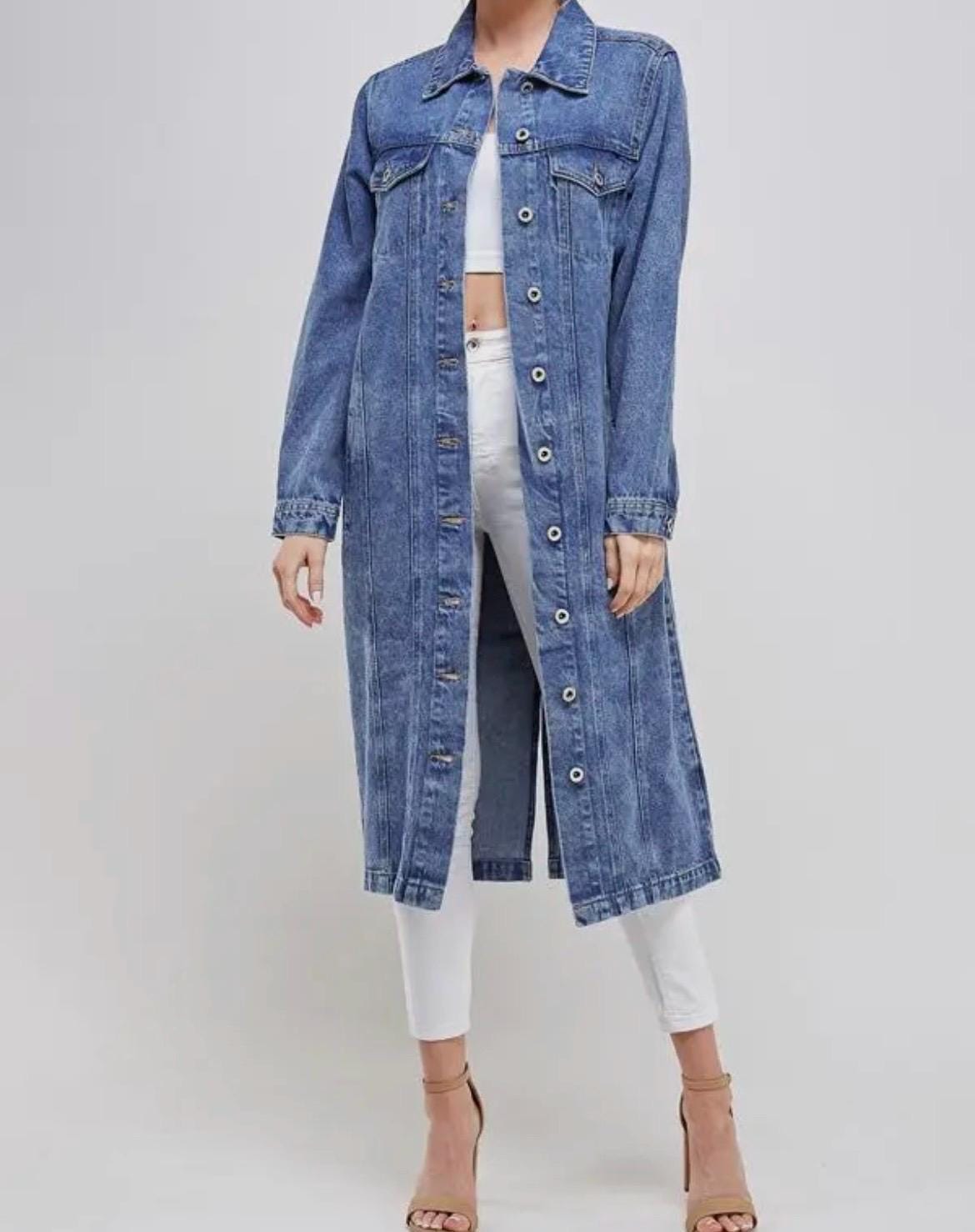 AMERI】FAKE LAYERED DENIM LONG COAT AMERI】FAKE LAYERED DENIM LONG