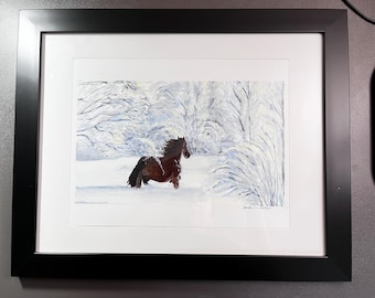 Original Acrylic, Running Horse in Snow