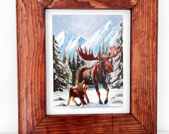 Original Oil Pastel, Quiet in the Pines