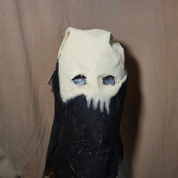 Horror Burlap Mask "The Geist" Handmade Fabric Haunt Mask Scary Terror Haunted Creepy Cosplay Costume