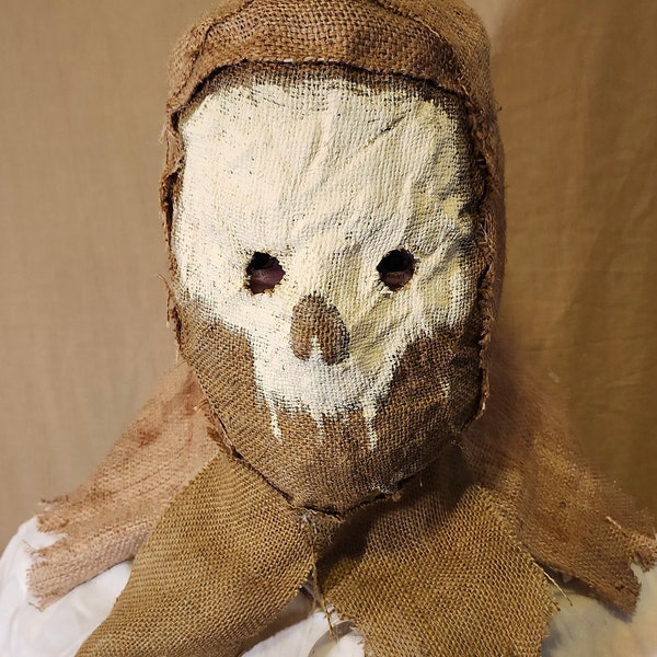 Horror Burlap Mask "The Martyr" Handmade Fabric Haunt Mask Scary Terror Haunted Creepy Cosplay Costume