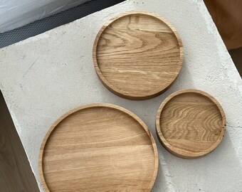 Plateau rond en bois de chêne - différentes tailles 12 cm, 16 cm ou 20 cm.