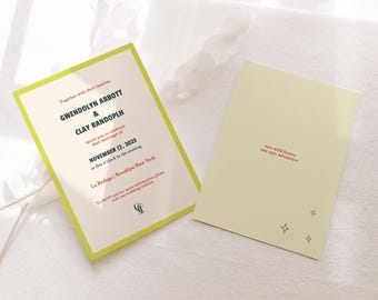 Wedding Invitation Retro Lime Green Invite for Midcentury Wedding West Anderson Inspired