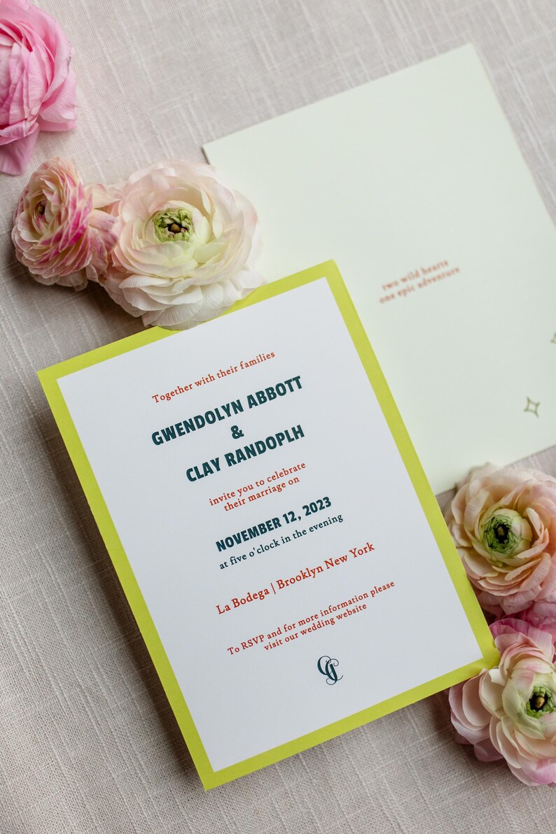 Editable Chartreuse Wedding Invite | Bold Funky Wedding Invitation ...