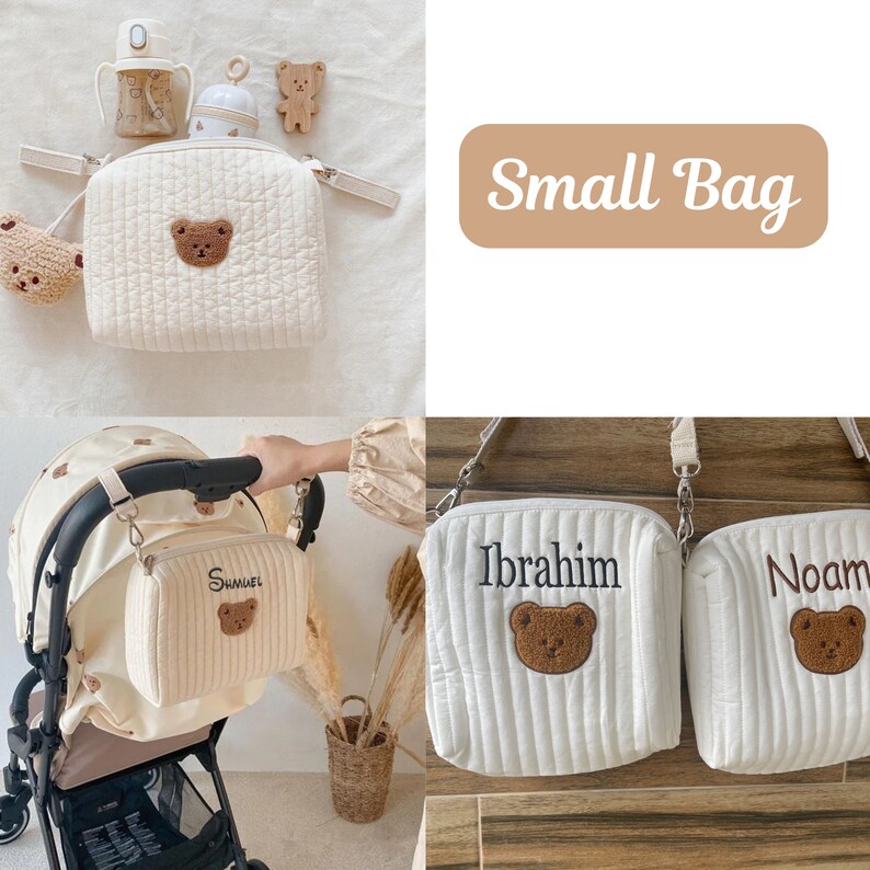 Embroidered name Large Baby Hospital Bag, Baby Diaper Bag, Mommy Bag Quilted Bag Big Nappy Bag Labour Luggage Bag Travel Tote Gift for Mom Small Bear bag