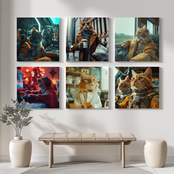6 digital images in one package! | 6 digital cat images for instant download