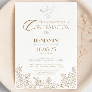 Spaanse bevestigingsuitnodiging: elegante katholieke sjabloon (digitale download)