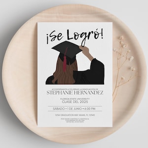 Invitación de Graduación en Español, Invitacion Digital en Plantilla para Fiesta de Grado, Clase del 2025, afstudeeruitnodiging in het Spaans