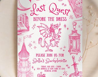 Medieval Bachelorette Invitation, Last Quest Before The Dress Renaissance Princess Invite