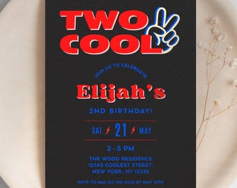 Two Birthday Invitation, Boys 2nd Party Template (Digital Download)