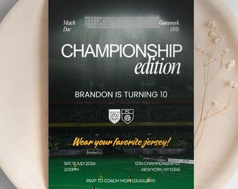 Soccer Birthday Invitation, Football Theme Party for Kids Birthday, Digital Invite