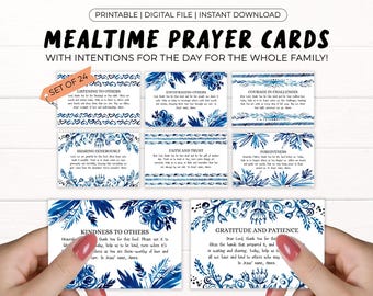 Christian Prayer Cards for Mealtimes, Watercolor Family Activities (PDF Download)