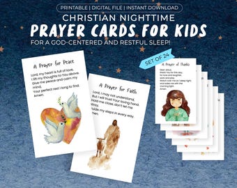Printable Prayer Cards for Kids, Bedtime Christian Nighttime Prayers, Nightly Reflections for ...