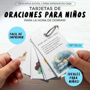 Oraciones para Niños Antes de Dormir en Español, Reflexiones Diarias para la Familia, Gebedskaarten voor kinderen in het Spaans, Download Instantánea