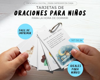 Spanish Prayer Cards for Children's Bedtime Prayers, Tarjetas de Oración para Niños